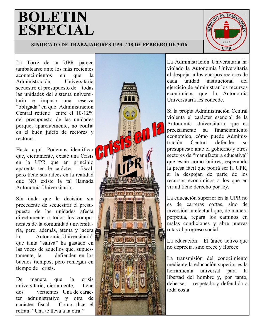 crisis en la upr